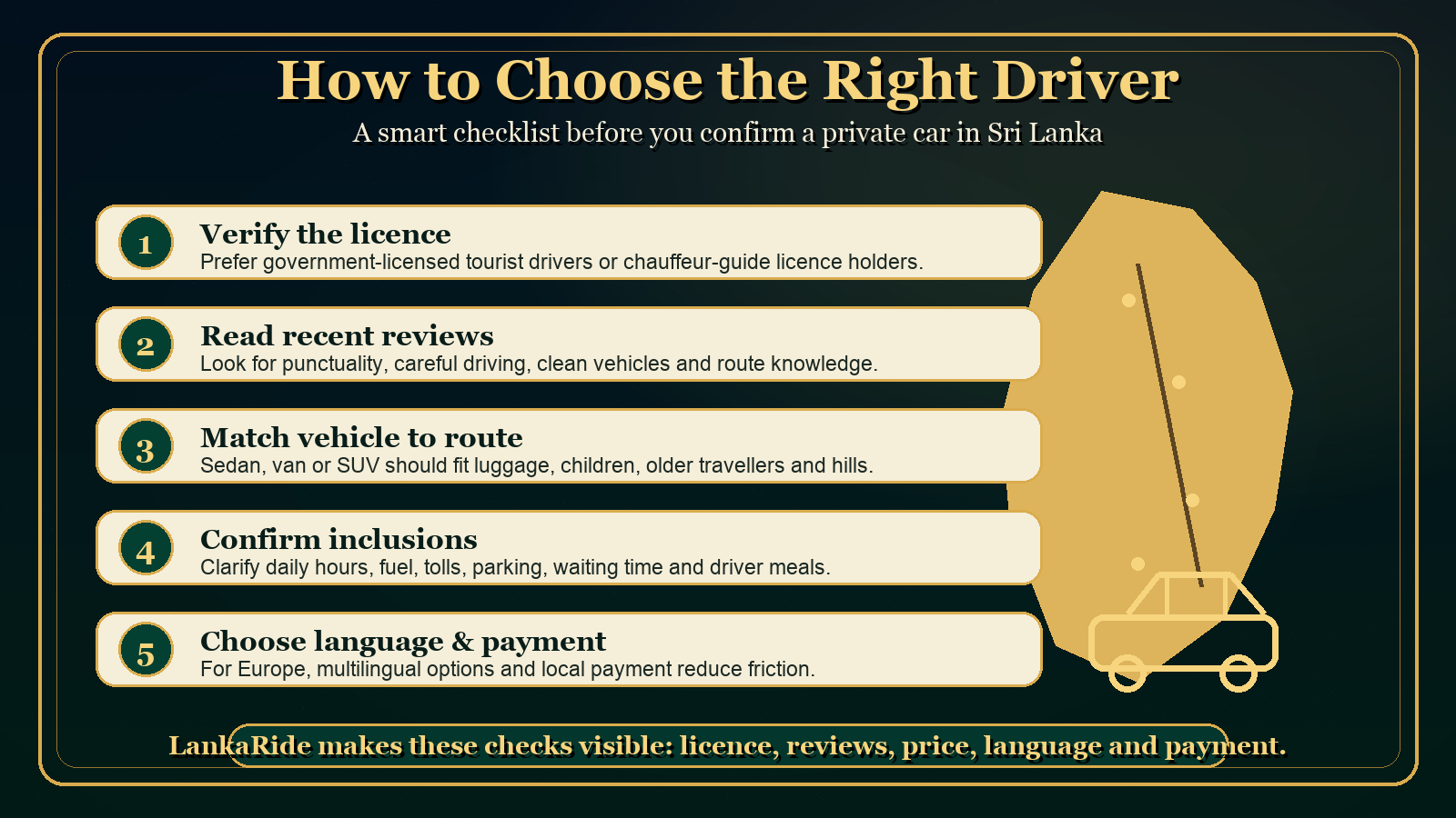 Checklist for choosing the right private driver in Sri Lanka