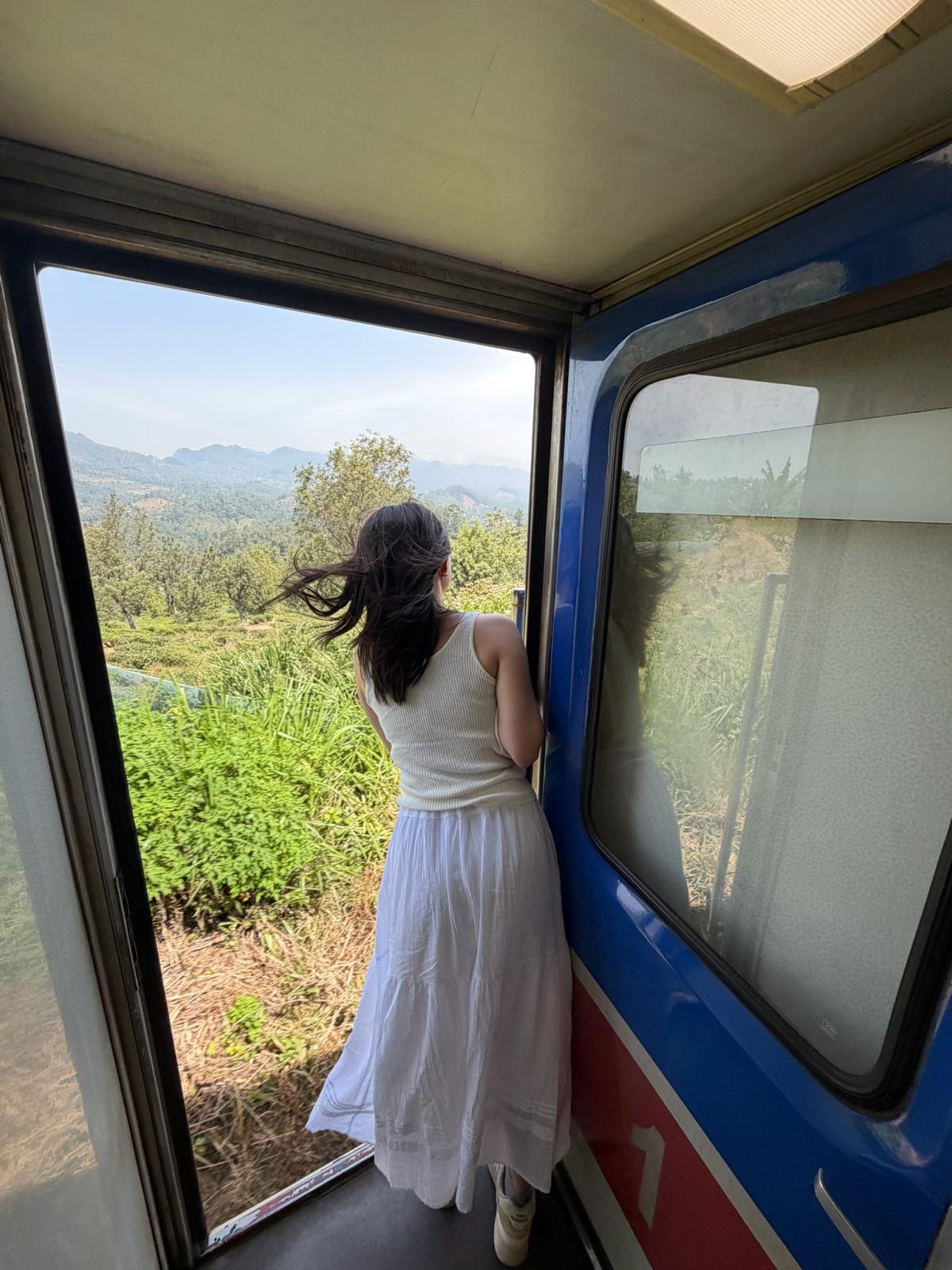 Kandy to Ella tea train window view in Sri Lanka