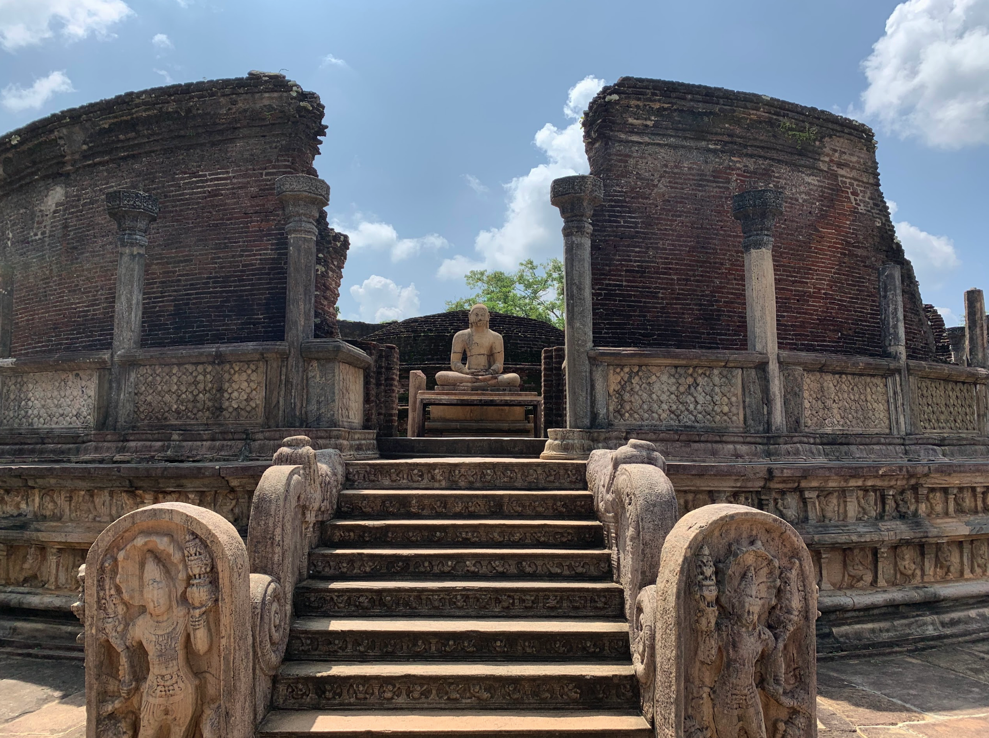 Buddha statue and stonework at Polonnaruwa Sri Lanka