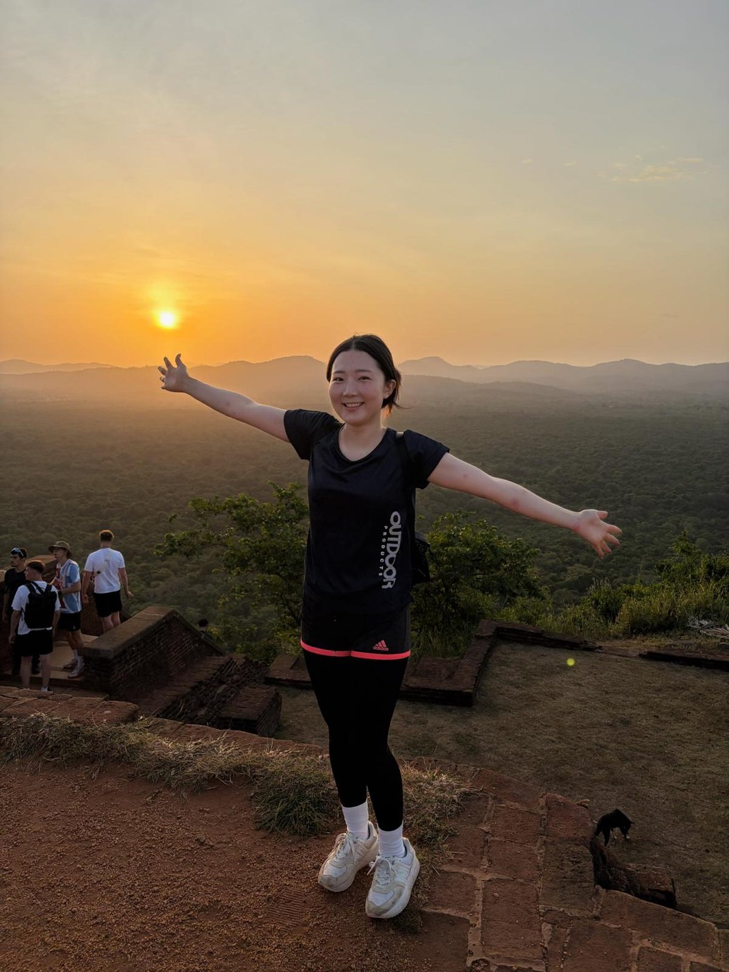 Traveller at Sigiriya Rock during sunset on a Sri Lanka itinerary