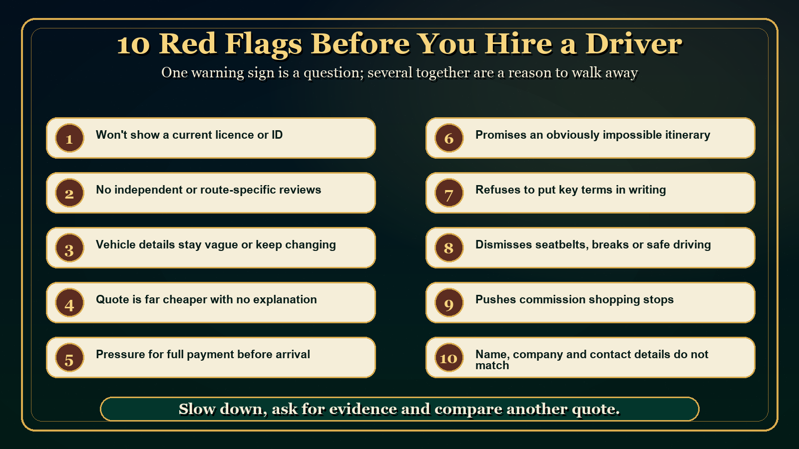 Ten red flags to check before hiring a private driver in Sri Lanka