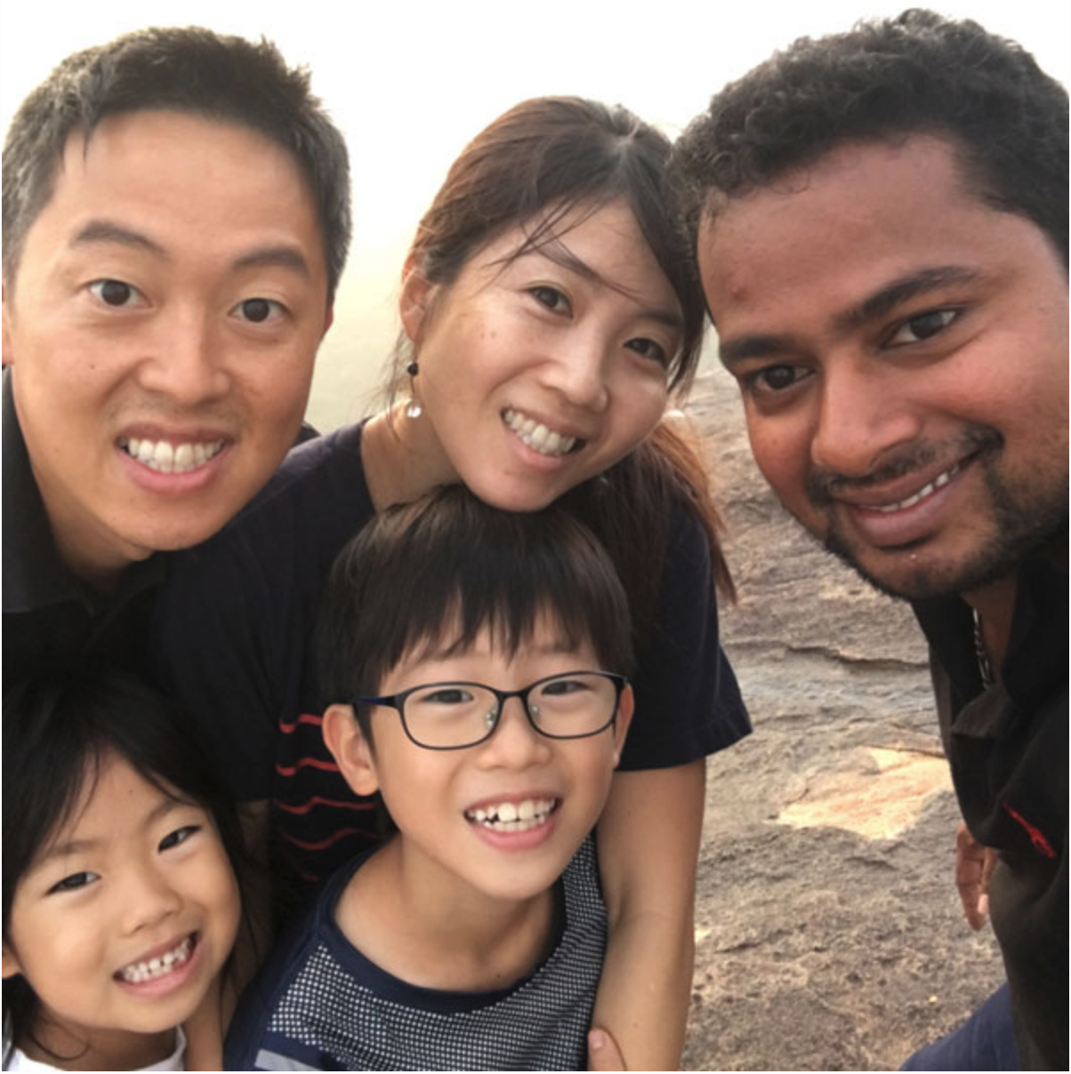 Real family travellers and their private driver during a Sri Lanka sightseeing day